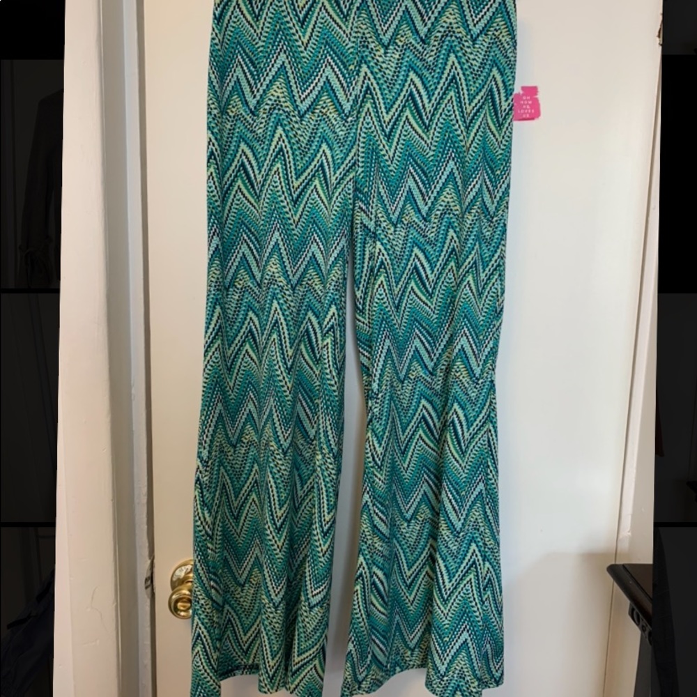 Blue&green Flare Pants